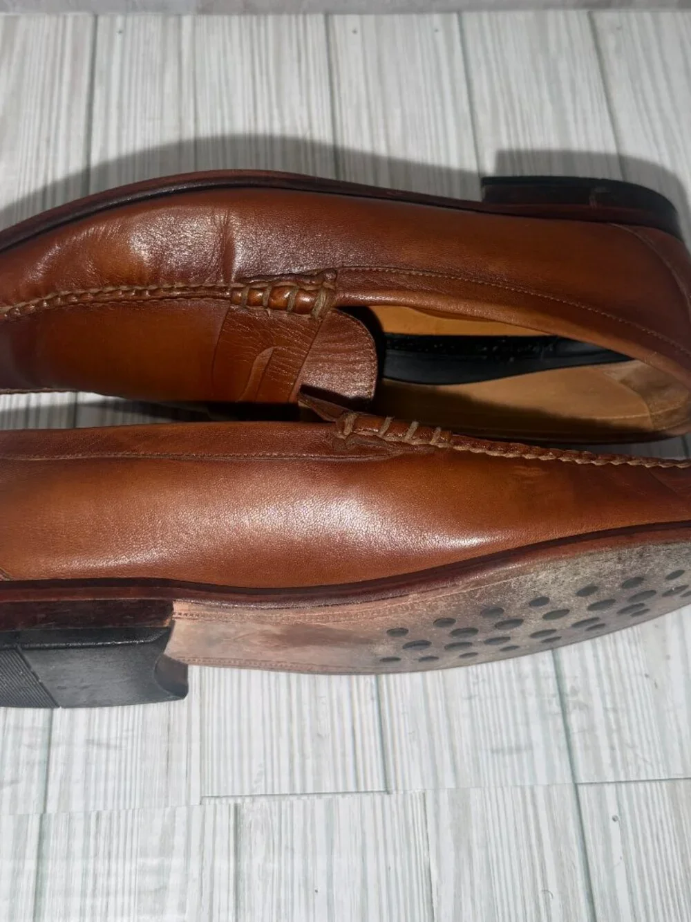 ECCO Mens 12 M Brown Leather Penny Loafers Phorene Comfort Made in Brazil
